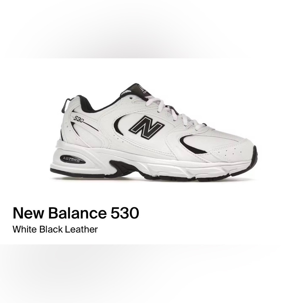 New Balance 530 Men’s Size 5.5 White Black Leather